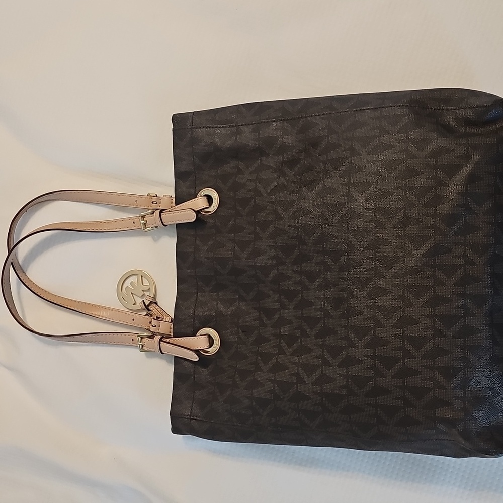 Michael Kors Jet Set Logo Print Signature Brown Tote - Picture 6 of 16